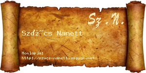 Szűcs Nanett névjegykártya